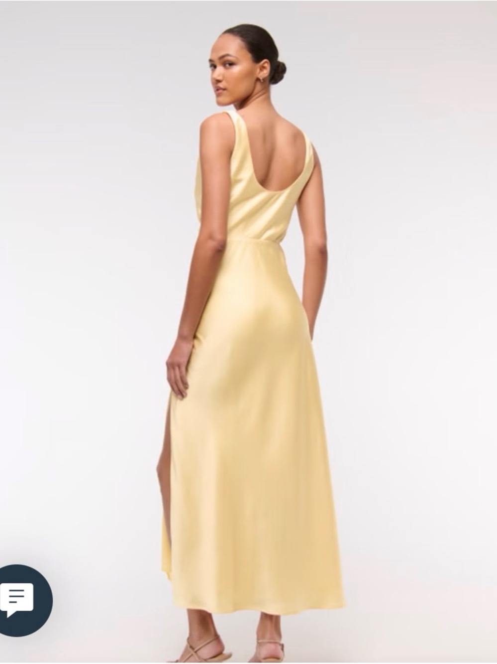Abercrombie & Fitch Pale Yellow Satin Cowl-Neck Maxi Dress - Picture 3 of 5